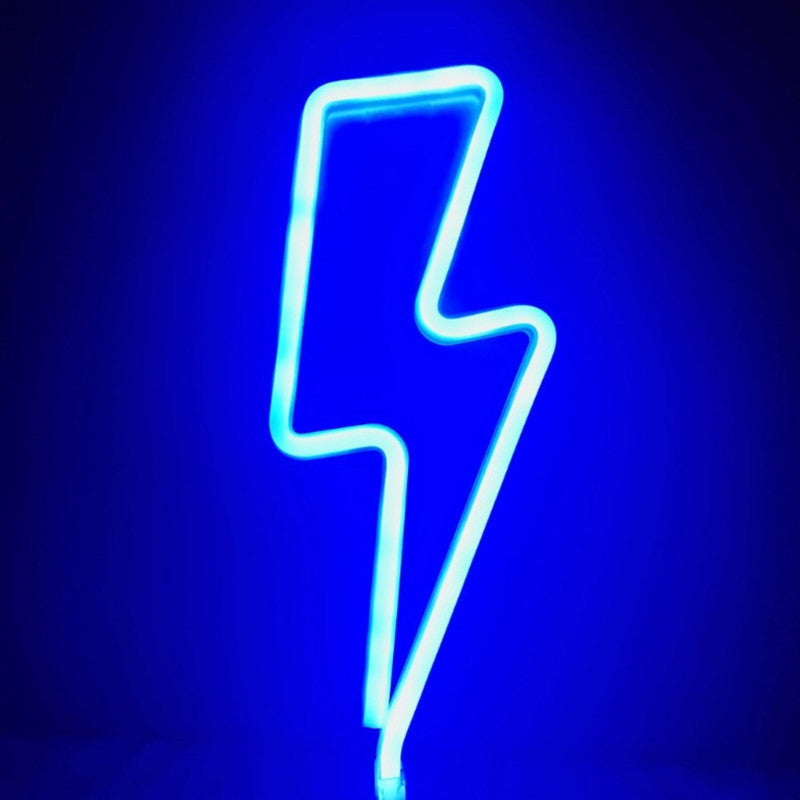 Weiße LED-Tischlampe „Lightning Bolt“: Künstlerische Schlafzimmer-Nachttischleuchte aus Gummi mit Batterie