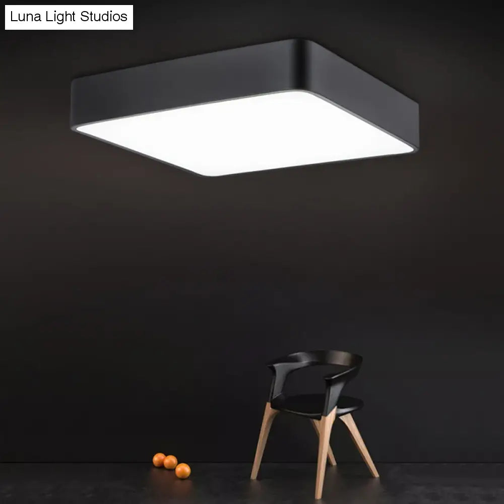 Stijlvolle kantoorverlichting: Nordic Black Square LED-plafondlamp met metalen inbouwmontage