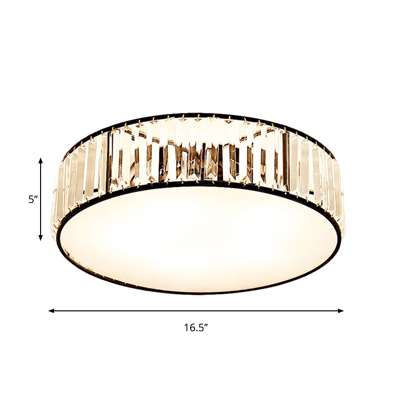 Eenvoudige trommel-inbouwlamp met kristallen schaduw - Zwart/brons 3/4/5-lichtarmatuur voor slaapkamers