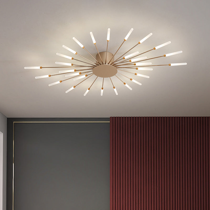 Lámpara de techo contemporánea negra/dorada con LED acrílico para dormitorio - Montaje semiempotrado (12/18/28 luces)