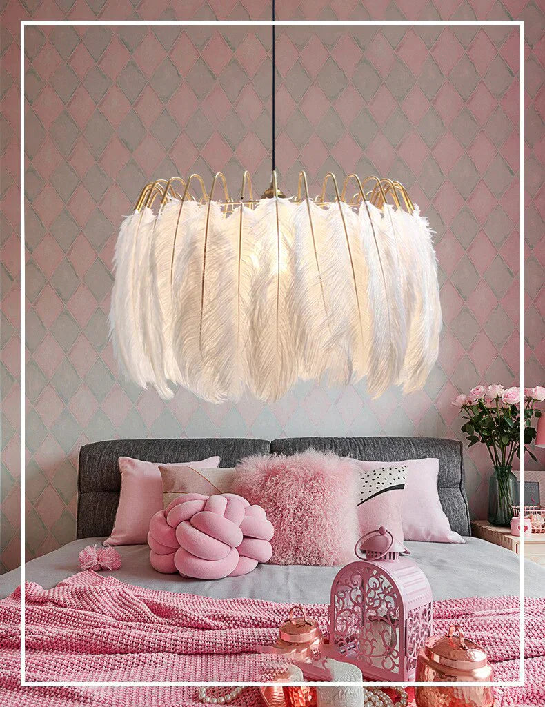 Nowoczesna nordycka wróżka z piórami żyrandol lampa wisząca Loft światła żywe zawieszenie oprawy oświetleniowe