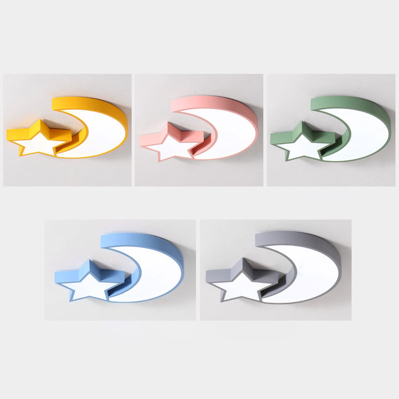 Ein himmlischer Glanz für Kinder: LED-Unterputz-Deckenleuchte aus Acryl mit Stern und Mond
