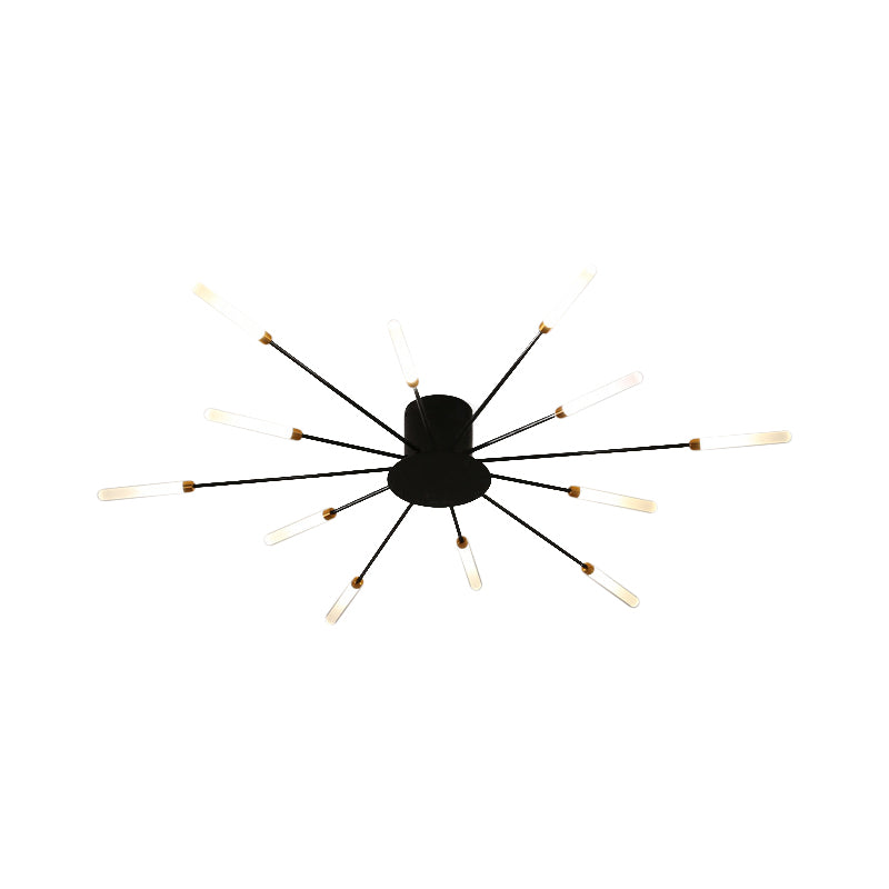 Lámpara de techo contemporánea negra/dorada con LED acrílico para dormitorio - Montaje semiempotrado (12/18/28 luces)