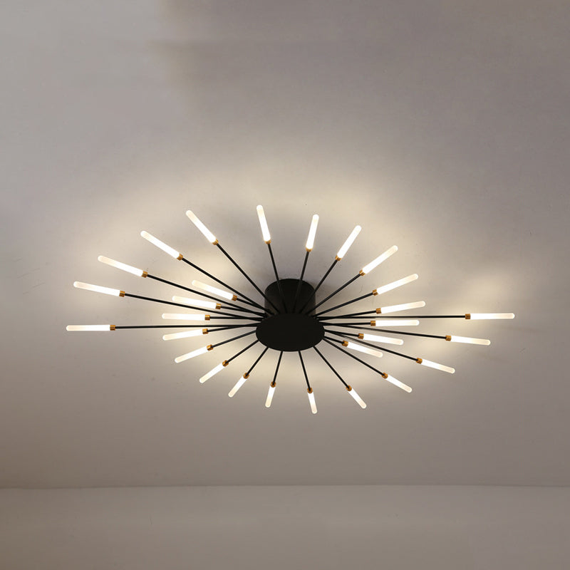 Lámpara de techo contemporánea negra/dorada con LED acrílico para dormitorio - Montaje semiempotrado (12/18/28 luces)