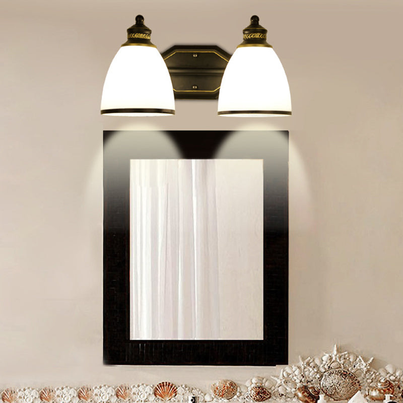 Lampada da parete classica in vetro color crema - Lampada da parete nera a forma di campana per soggiorno
