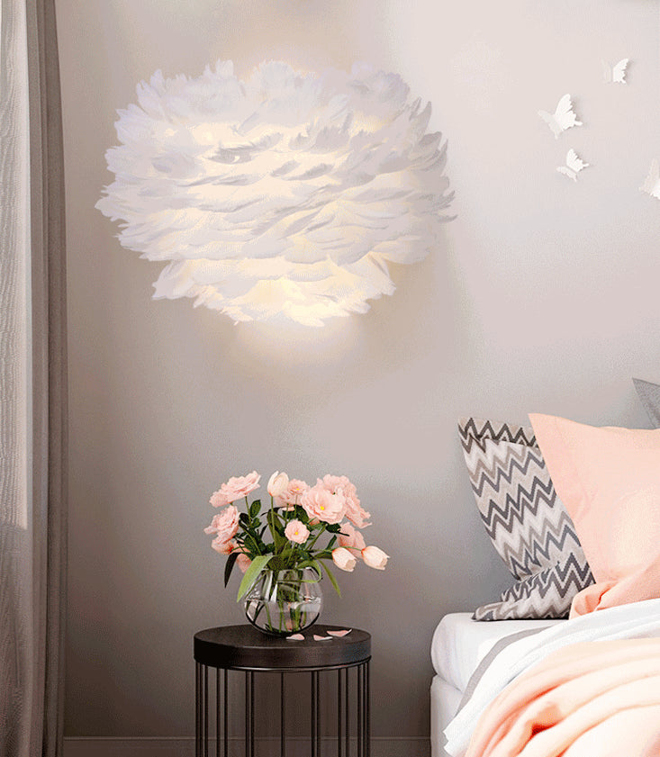 Nordic Feather Sconce Light - Applique romantique pour chambre à coucher