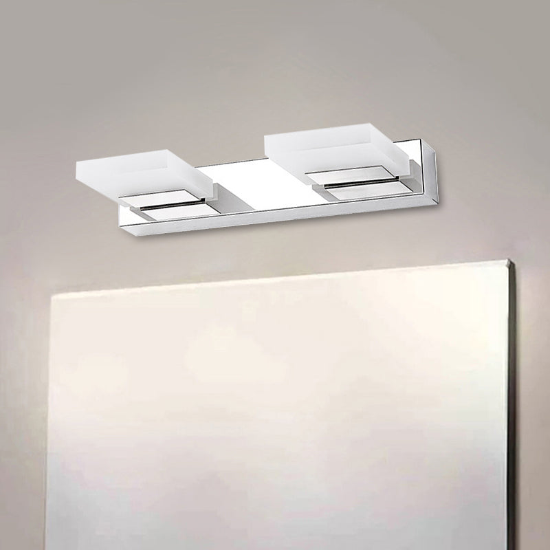 Aplique de pared cromado con pantalla acrílica de ladrillo para tocador de baño: elija entre 2/3/5 luces blancas cálidas