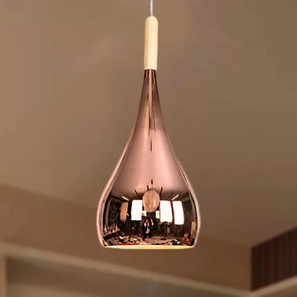 Tropfenförmige Hängeleuchte, moderne Deckenleuchte aus verchromtem/roségoldfarbenem Metall für die Küche