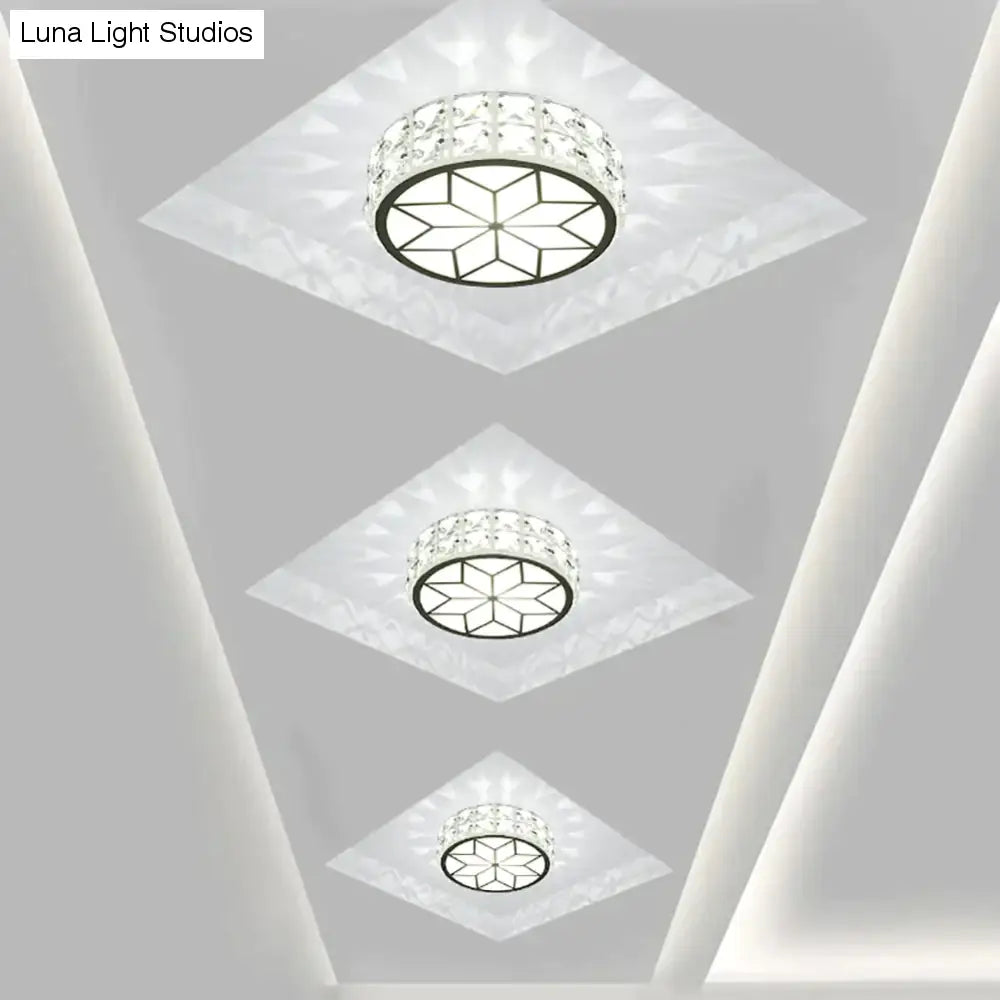 Modern Metal Crystal Ceiling Lamp For Hallway Dinning Room  6W/12W Glass Lampshade Round Aisle Lighting