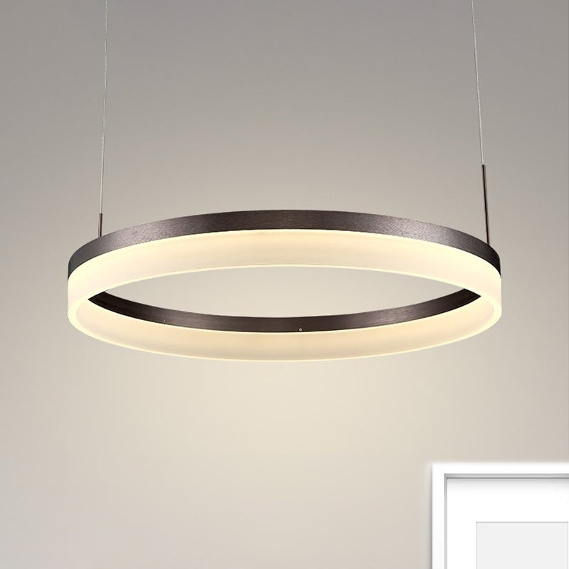 Modern Round LED Chandelier Pendant - Acrylic 1/2/3-Light Ceiling Light Fixture in Black/White/Gold - Warm/White Light