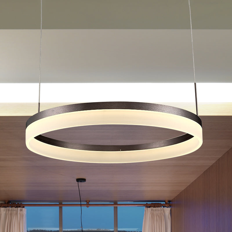 Modern Round LED Chandelier Pendant - Acrylic 1/2/3-Light Ceiling Light Fixture in Black/White/Gold - Warm/White Light