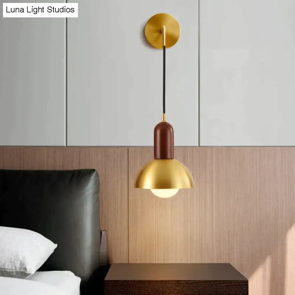 Applique murale de chevet tout en cuivre, luminaire de luxe, post-moderne, Simple, pour salon, arrière-plan, allée murale, rétro, personnalité créative, boule en cuivre