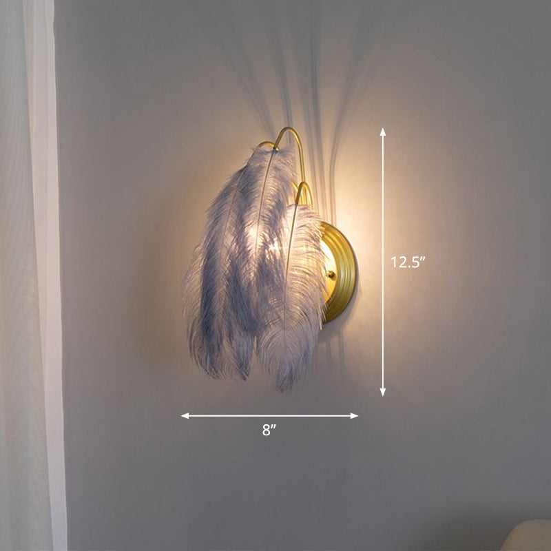 Minimalistische veren wandlamp voor gang - kleine wandkandelaar met 1 licht