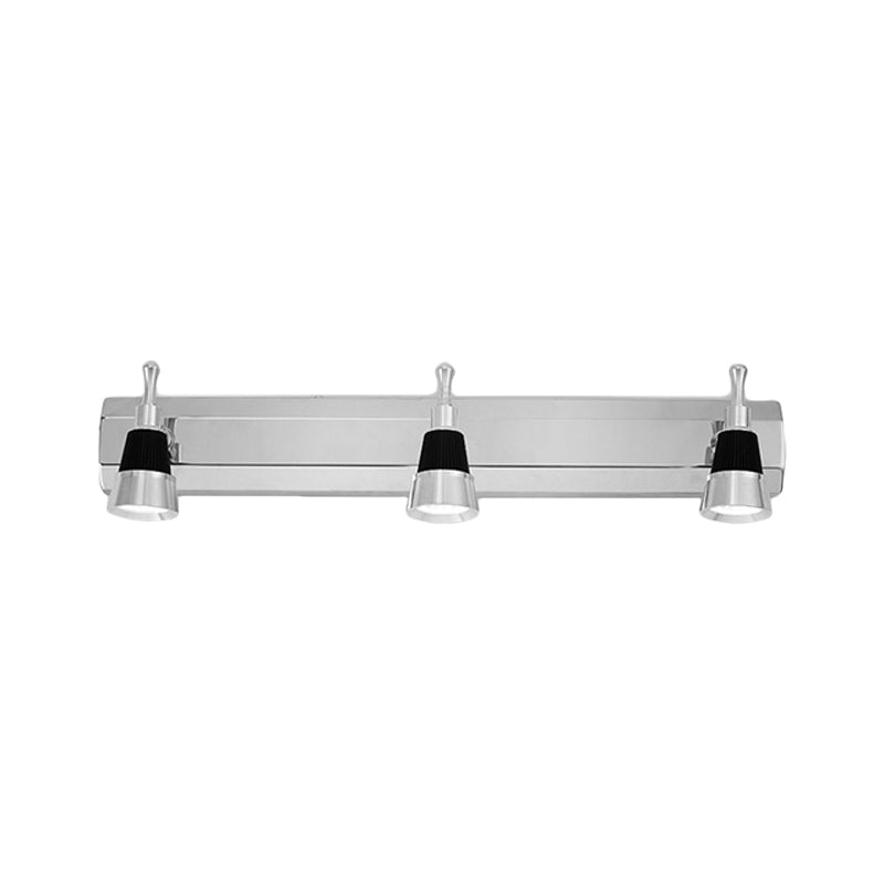 Lámpara de tocador cónica modernista: lámpara de pared para baño de 2/3 luces en aluminio con iluminación blanca cálida
