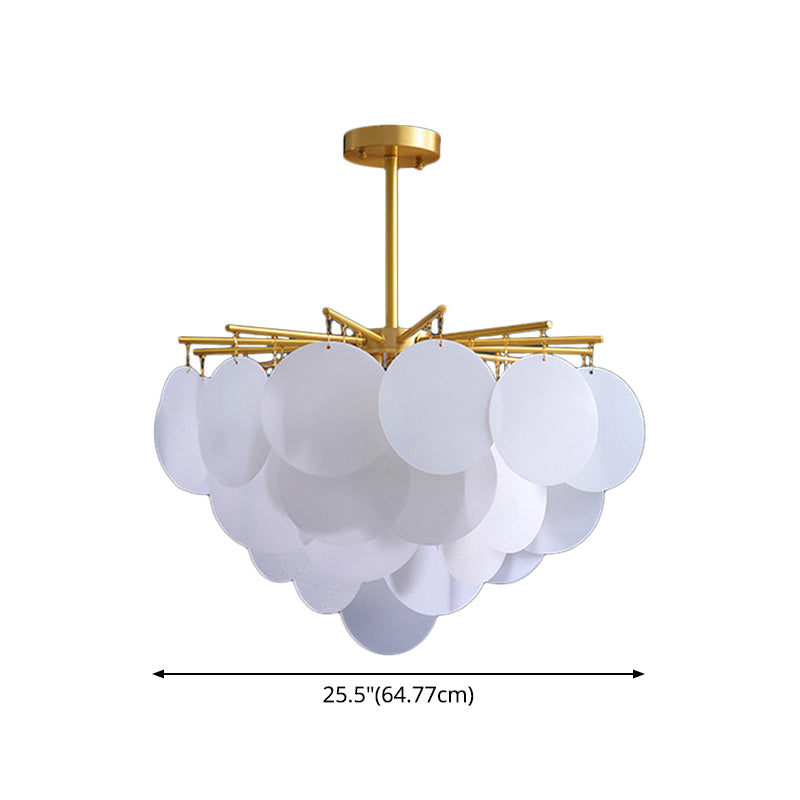 Skyla - Lampadario a sospensione moderna per sala da pranzo a dischi a strati in ottone-bianco