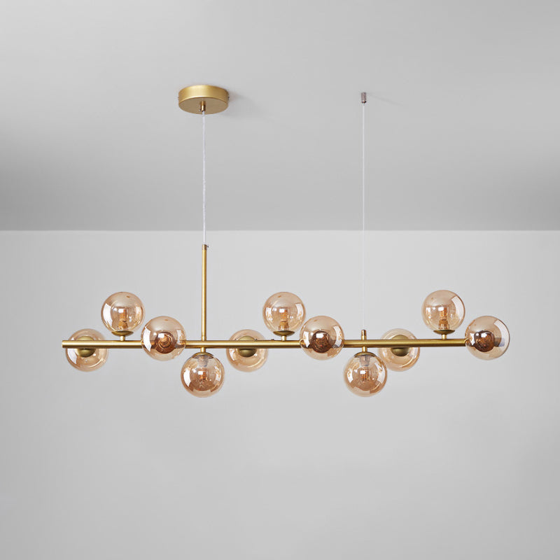 Lampada a sospensione postmoderna con sfera di vetro per cucina - Diversi colori e finitura oro/nera - 7/9/11 luci