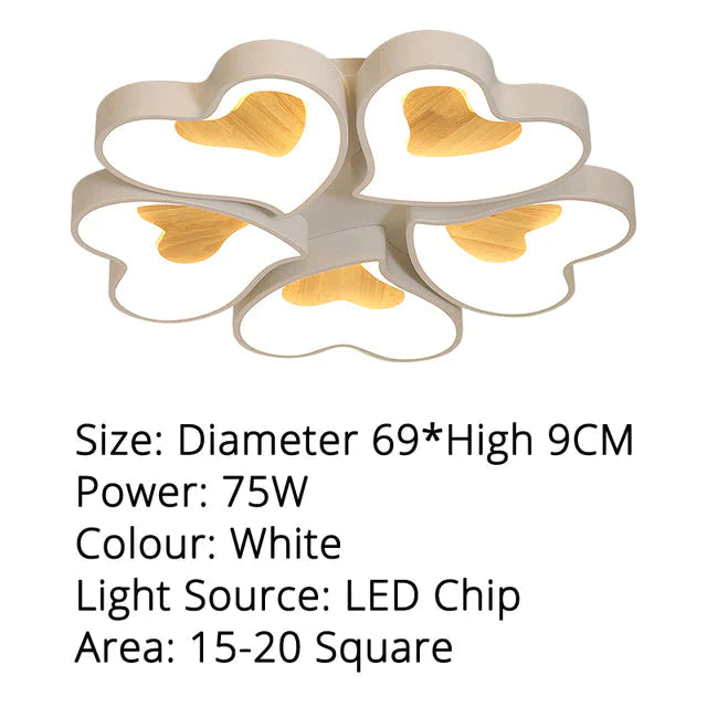 Plafoniere moderne a LED a forma di cuore per soggiorno, camera da letto, illuminazione interna, lampada da soffitto, telecomando, Dimmin
