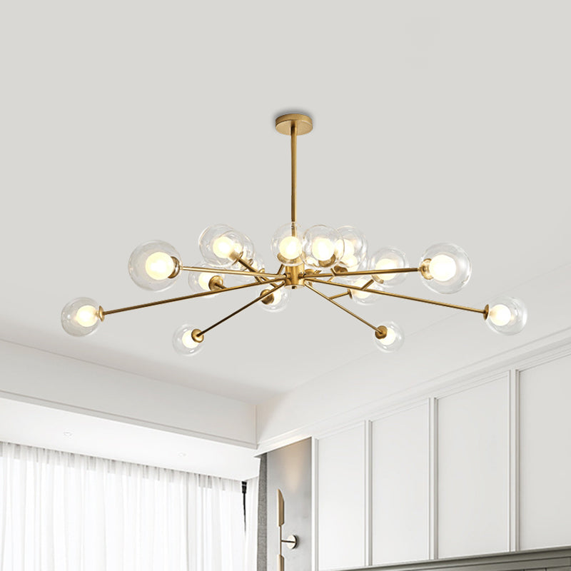 Modern Large Chandelier: 15/18 Lights, Restaurant Hotel Branch, Metal, Black/Gold Hanging Lamp