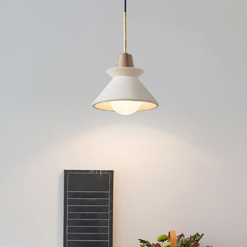 Schüsselschirm-Deckenleuchte Simplicity Cement Einzel-Hängeleuchte für Esszimmer in Weiß
