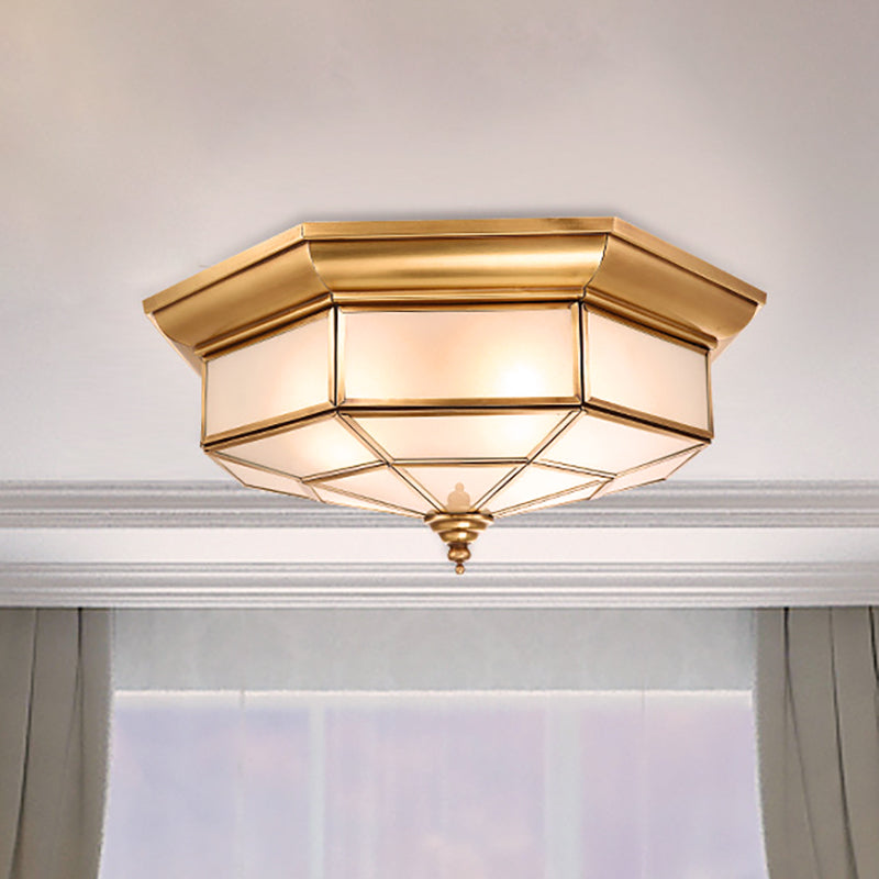 Colonial Brass Ceiling Light with Prismatic Milky Glass - 4/6 Bulbs - Ideal for Living Rooms - 17