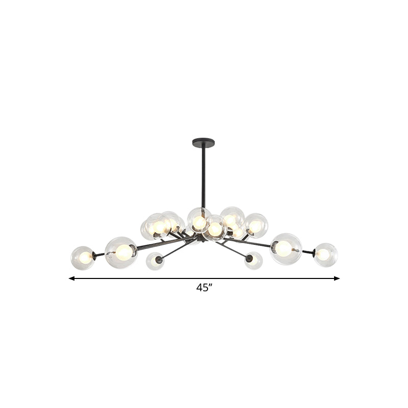 Modern Large Chandelier: 15/18 Lights, Restaurant Hotel Branch, Metal, Black/Gold Hanging Lamp