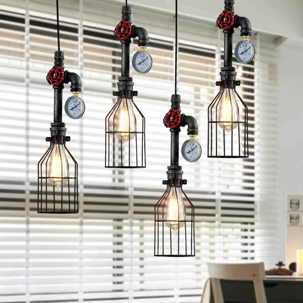 E26/E27 Retro Loft Stil Anhänger Lampe Wasser Rohr Industrielle Vintage Leuchten Bar Esszimmer Wohnzimmer Lampe