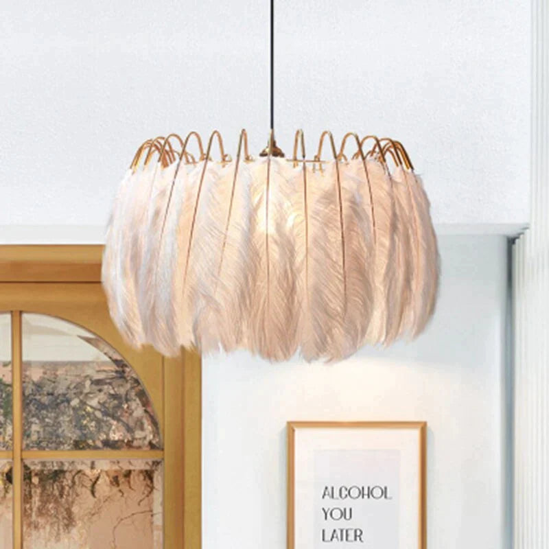 Lámpara de araña de plumas de hada nórdica moderna, lámpara colgante para Loft, luces, accesorios de iluminación de suspensión para sala de estar