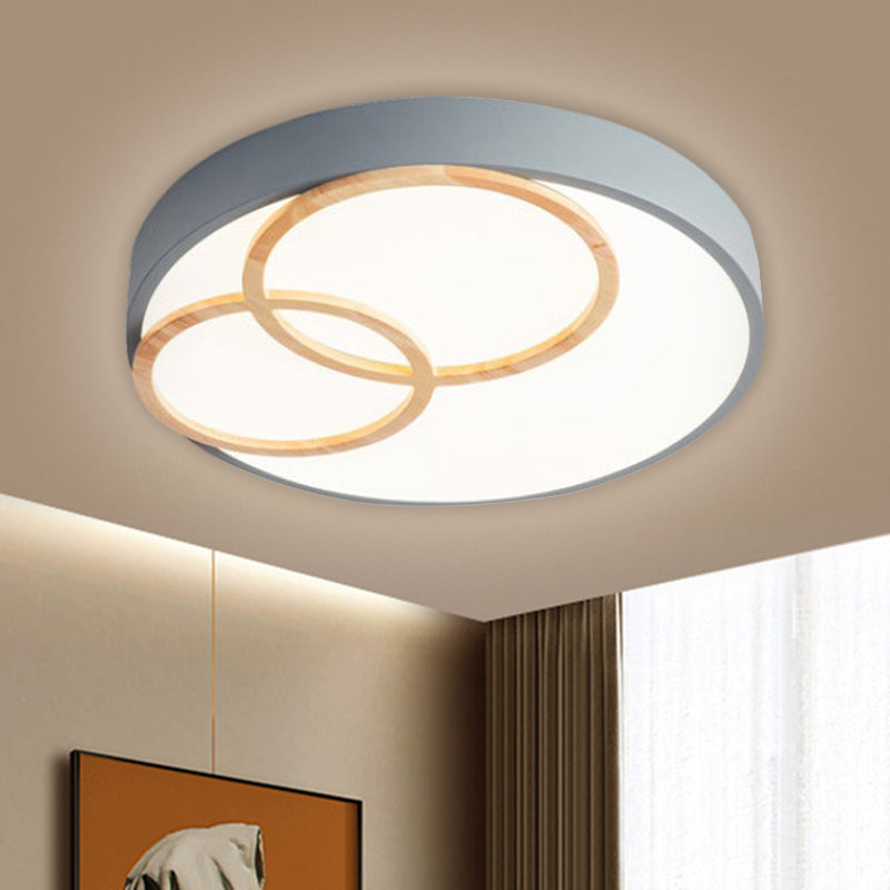 Nordic Flush Ceiling Light | Grey/White Rounded | 14