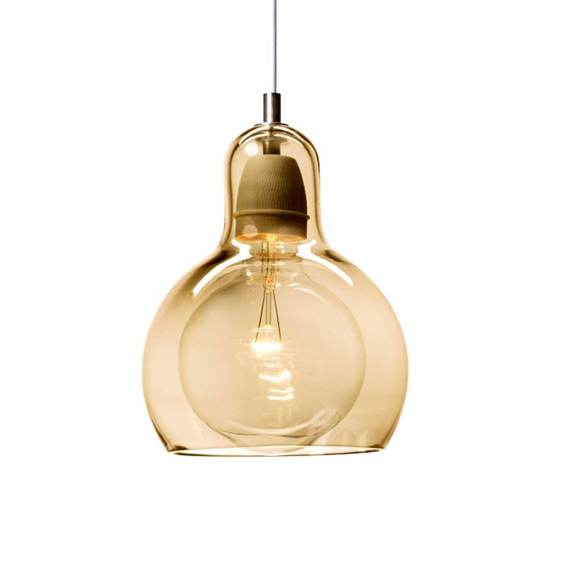 Postmodern Single Kitchen Pendant Lamp with Clear/Smoke Grey/Amber Glass Shade, 7