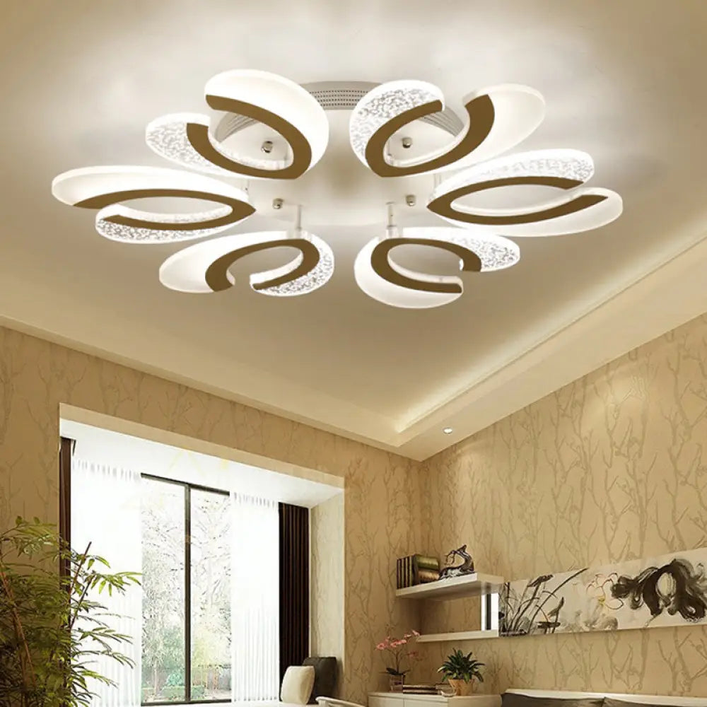 Minimalistische weiße Blumen-LED-Acryl-Unterputzleuchte für die Wohnzimmerdecke