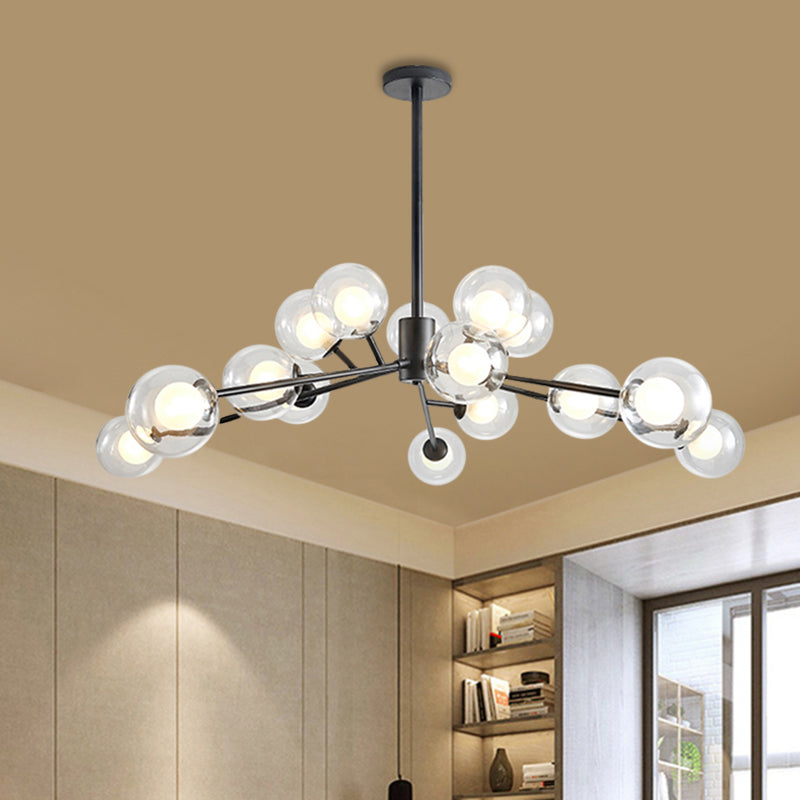 Modern Large Chandelier: 15/18 Lights, Restaurant Hotel Branch, Metal, Black/Gold Hanging Lamp
