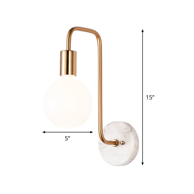 Lampada da parete moderna a sfera dorata con paralume in vetro color crema - Lampada da parete