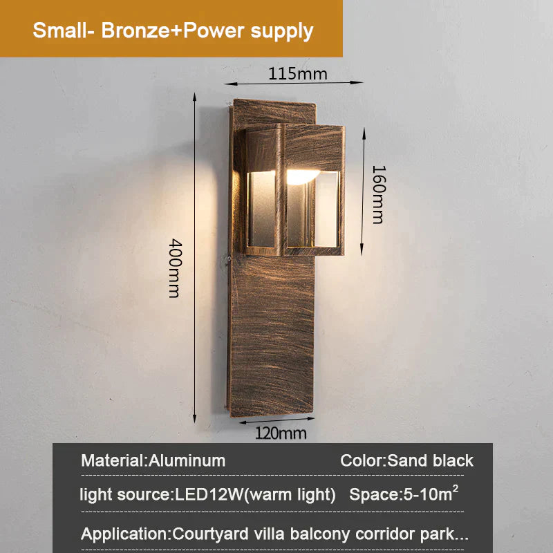 IP67 étanche extérieur LED éclairage mural capteur de mouvement en aluminium noir Bronze jardin porche applique lumière 96V220V applique Luminaire