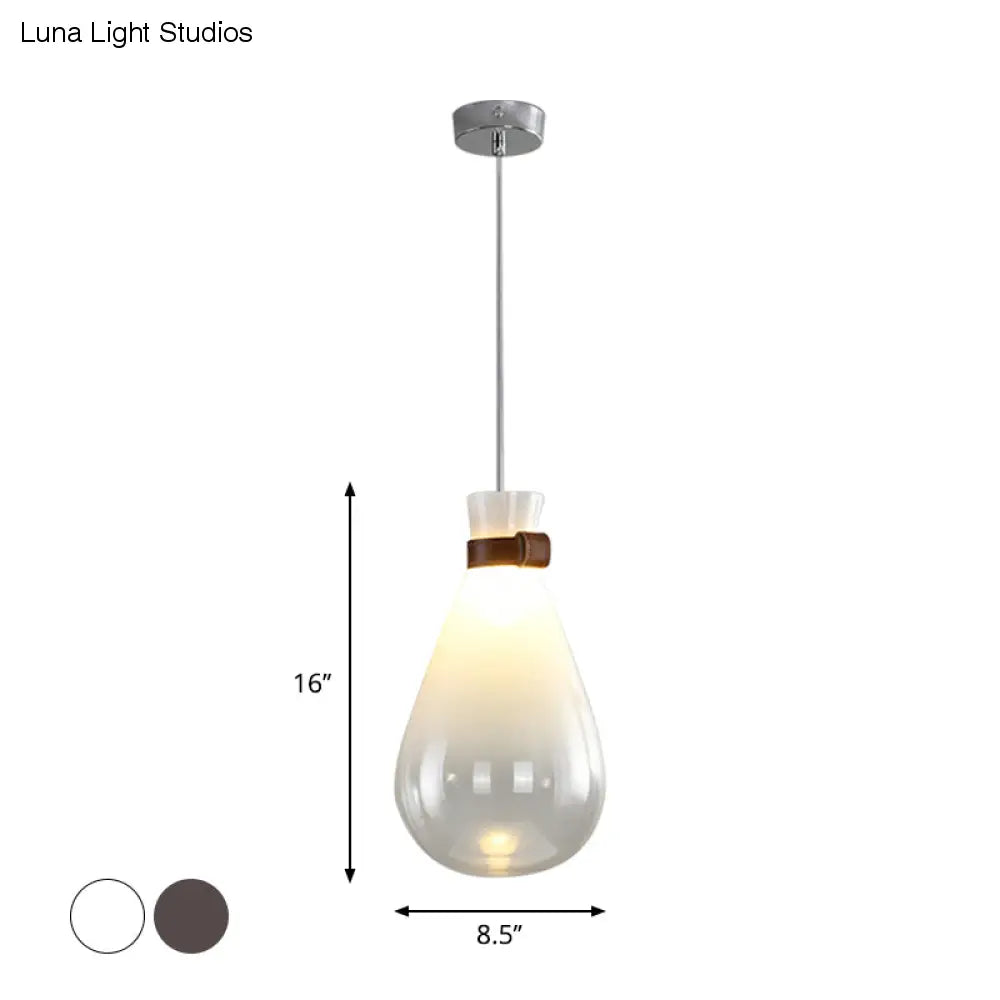 Lampada a sospensione moderna a sospensione a goccia con tracolla in pelle per cucina, camera da letto, sala da pranzo