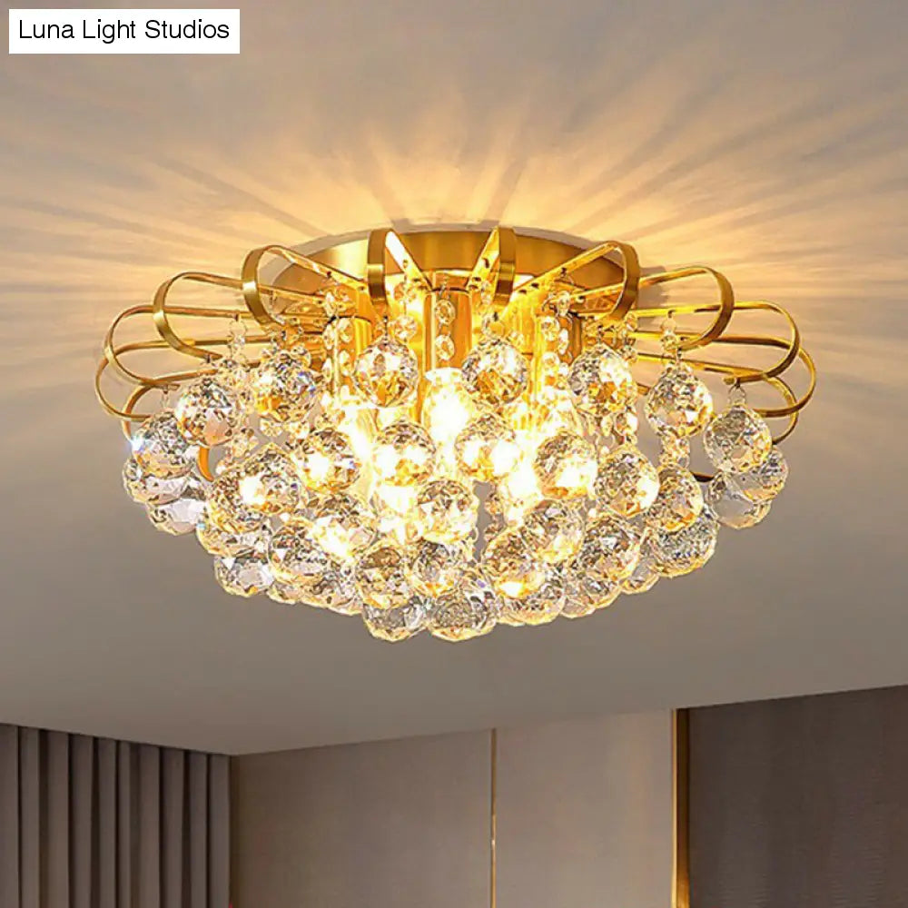 Crystal Bedroom Beauty: postmoderne helder gefacetteerde bolvormige inbouwplafondlamp met bloemmotief