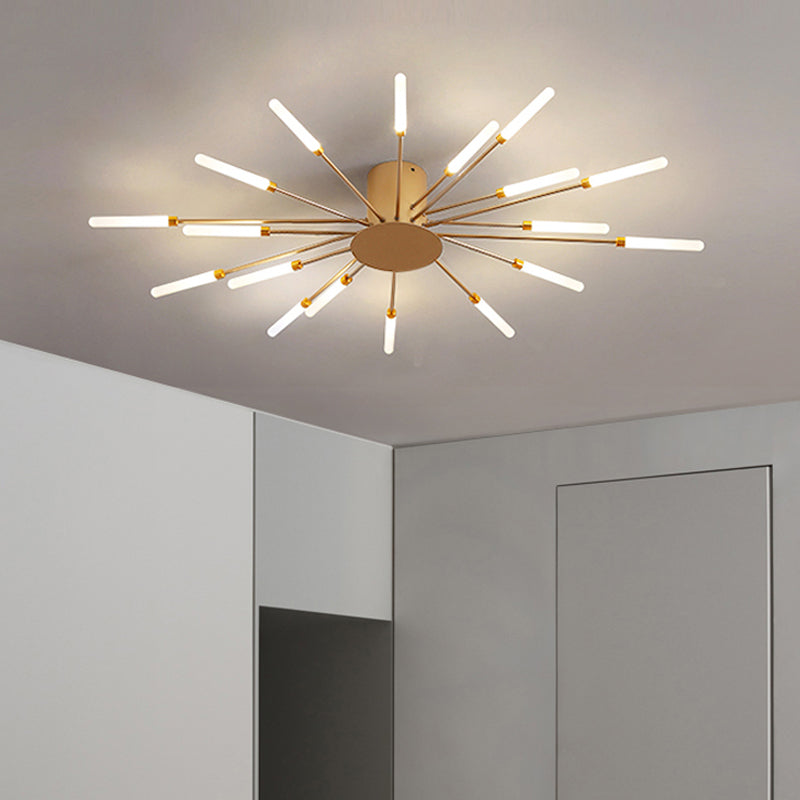Lámpara de techo contemporánea negra/dorada con LED acrílico para dormitorio - Montaje semiempotrado (12/18/28 luces)