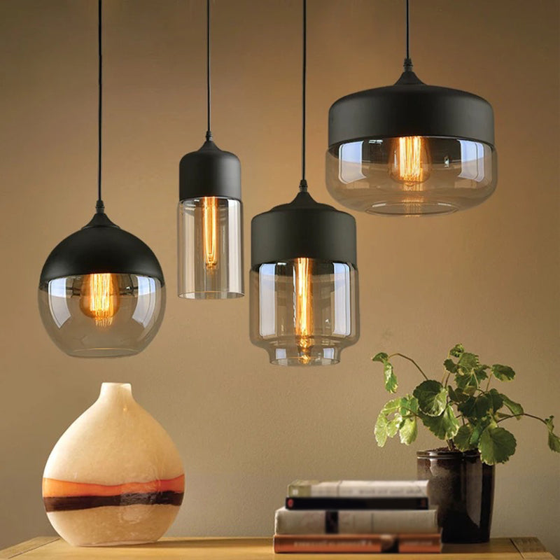 1-lichts hanglamp retro industriële stijl glazen hangende plafondverlichting voor restaurant