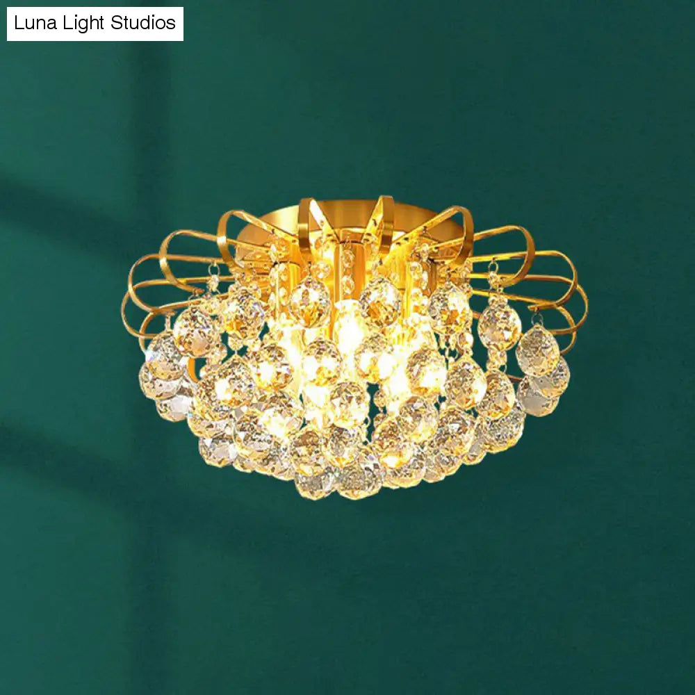 Crystal Bedroom Beauty: postmoderne helder gefacetteerde bolvormige inbouwplafondlamp met bloemmotief