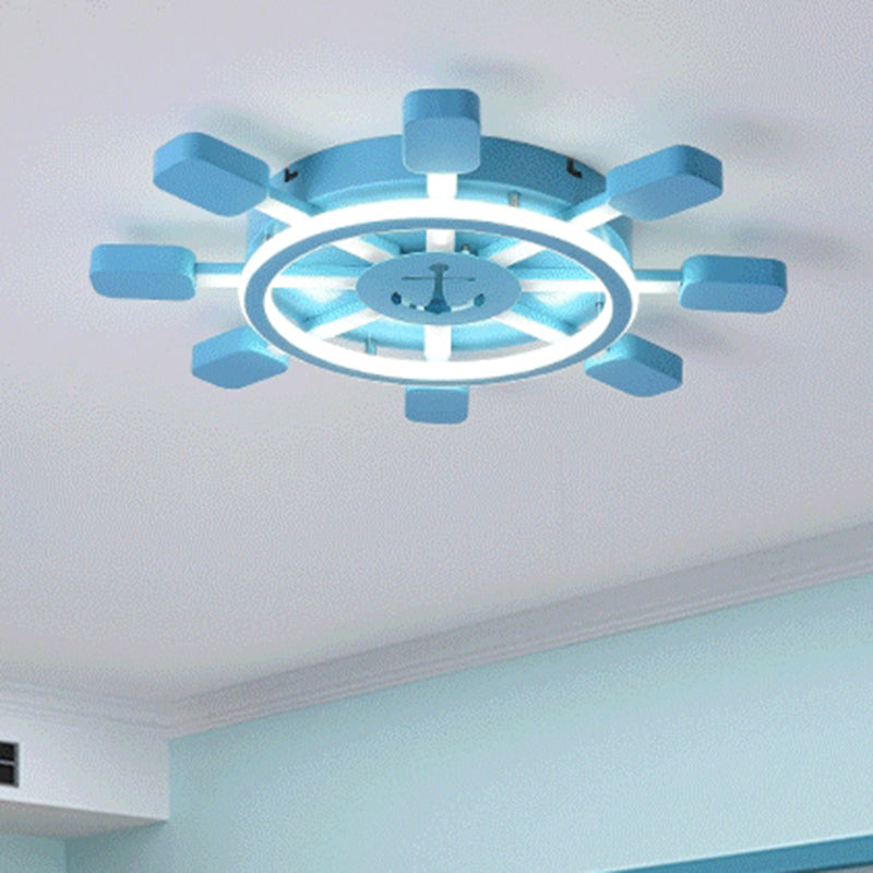 Blue Rudder Flush Mount Light: Nautical Style for Boys Bedroom
