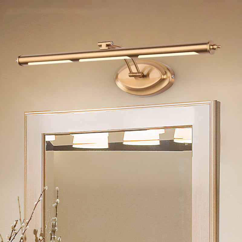 Lámpara LED metálica moderna para espejo de tocador para baño, aplique dorado (18