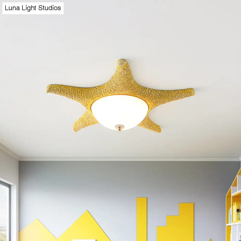 Noche estrellada en tu habitación - Luminaria empotrada LED de estrella de mar de resina para niños en alegre rosa, amarillo y azul con luz blanca/cálida