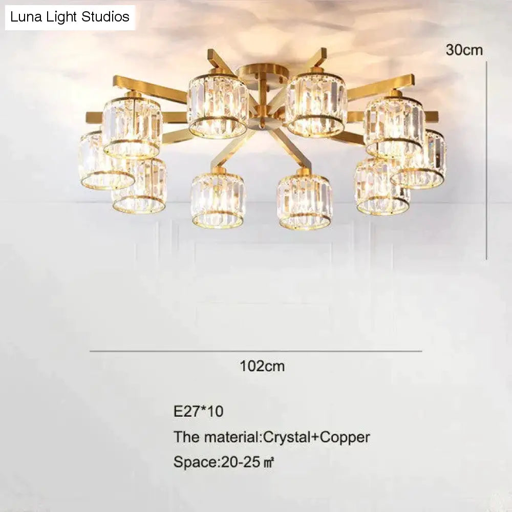 Luces de techo de cristal para dormitorio, lámpara de cobre de diseño moderno, lámpara Led para comedor, lámpara de techo para cocina, Lustre de cristal para sala de estar