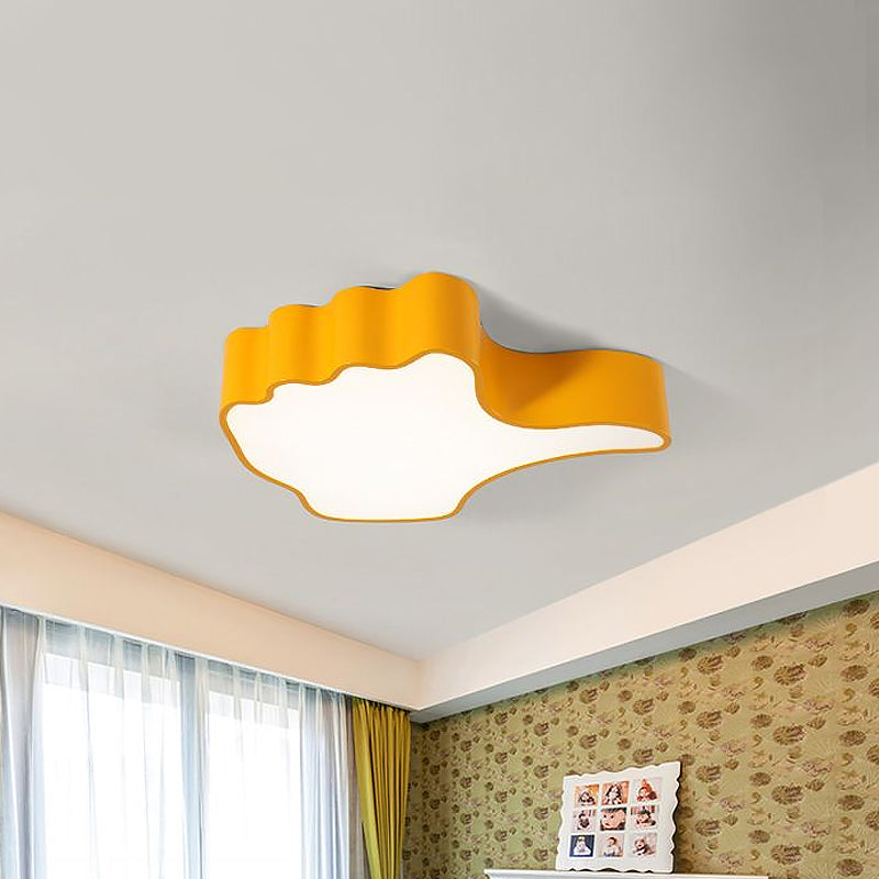 Thumbs Up Cartoon-LED-Unterputz-Deckenleuchte in Gelb für Kinderzimmer