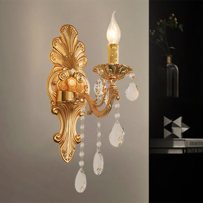 Lampada a candelabro con montaggio a parete con finitura oro della metà del secolo
