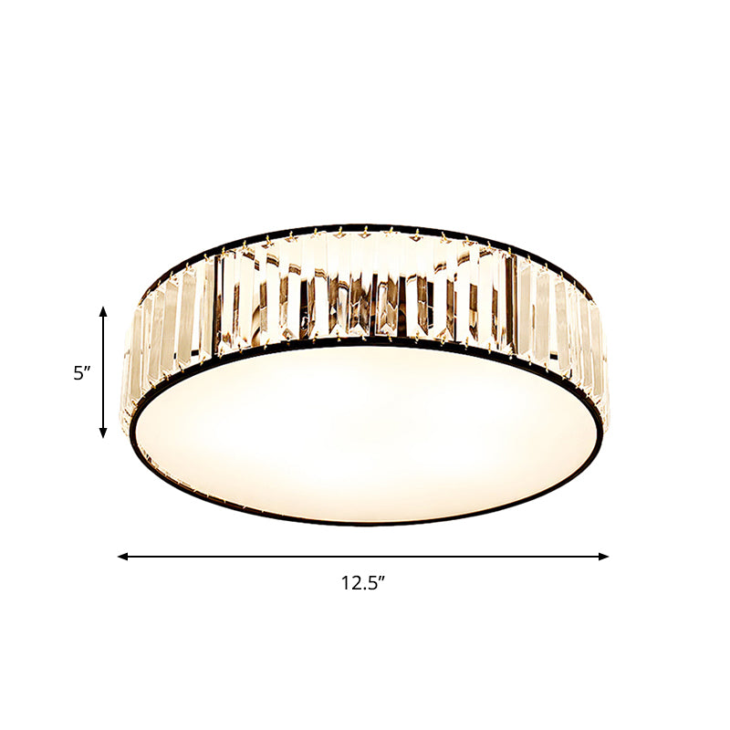Eenvoudige trommel-inbouwlamp met kristallen schaduw - Zwart/brons 3/4/5-lichtarmatuur voor slaapkamers