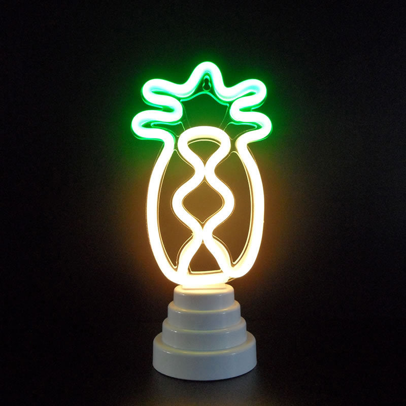 Mini-LED-Cartoon-Tischlampe – batteriebetriebene Schlafzimmer-Nachttischleuchte in Weiß