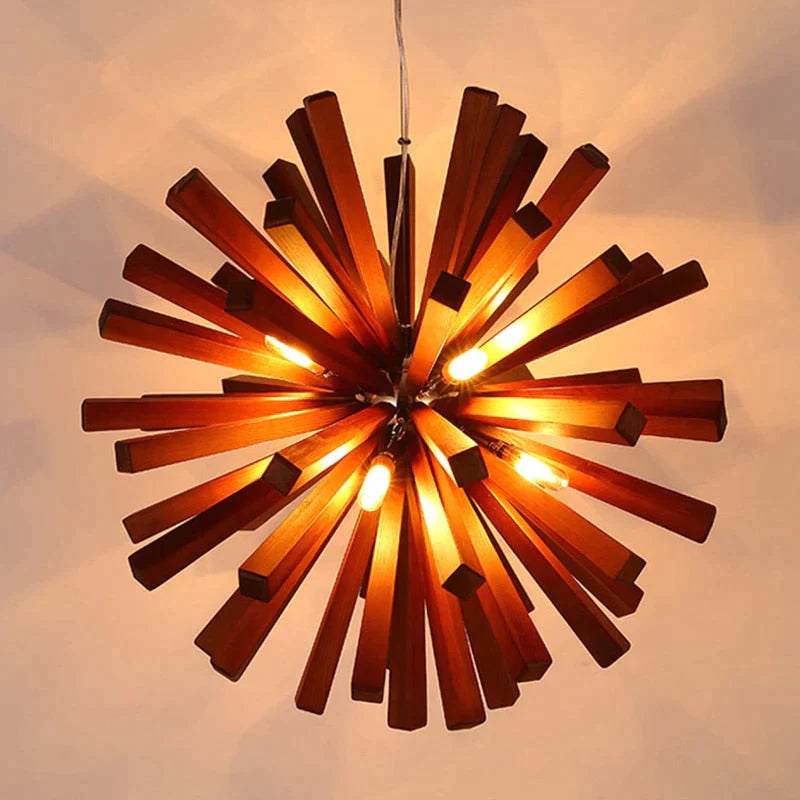 Luces colgantes de madera de diente de león, lámparas colgantes de madera maciza, accesorios para comedor, restaurante, lámpara colgante de decoración interior