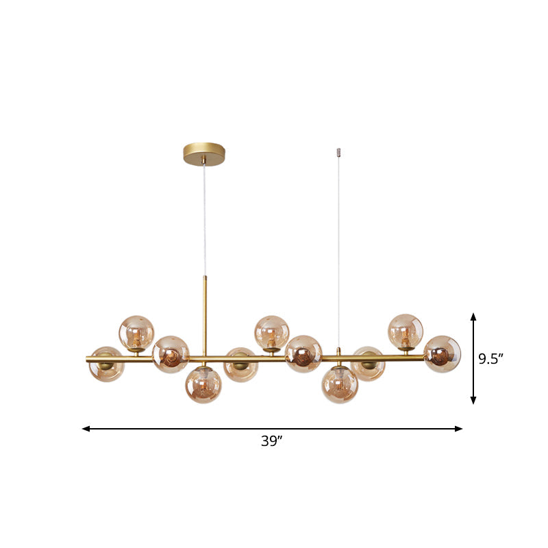 Lampada a sospensione postmoderna con sfera di vetro per cucina - Diversi colori e finitura oro/nera - 7/9/11 luci