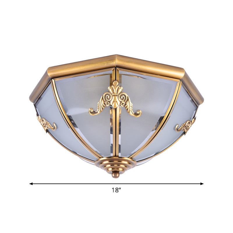 Mosiężna lampa sufitowa do montażu podtynkowego z kloszem z opalowego szkła – mała/średnia/duża, 2/3/6 lamp – klasyczny design