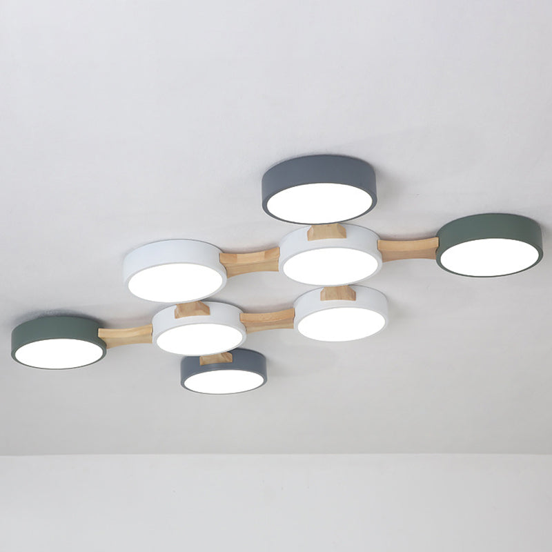 Minimalistyczna oprawa sufitowa LED - drewniana do montażu podtynkowego do sypialni i jadalni